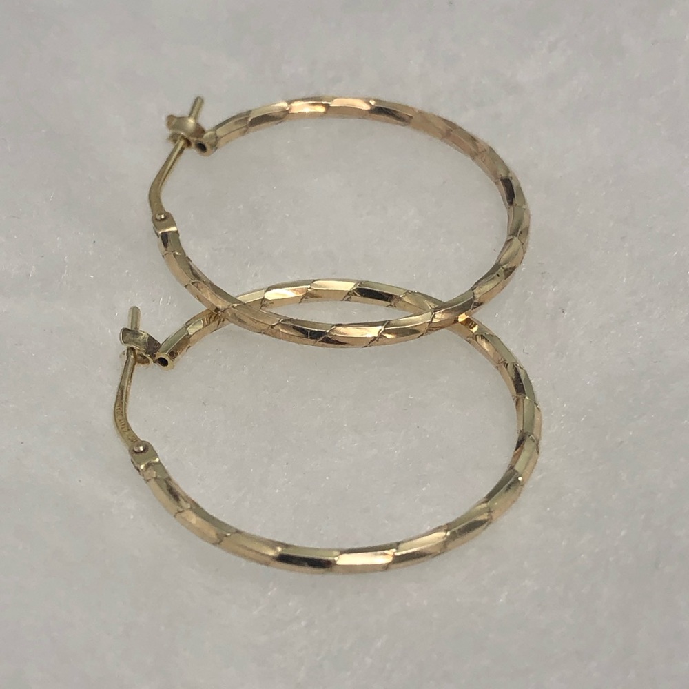 VTG Danecraft Hoop Earrings Pierced Sterling Silver Gold Wash Ribbed